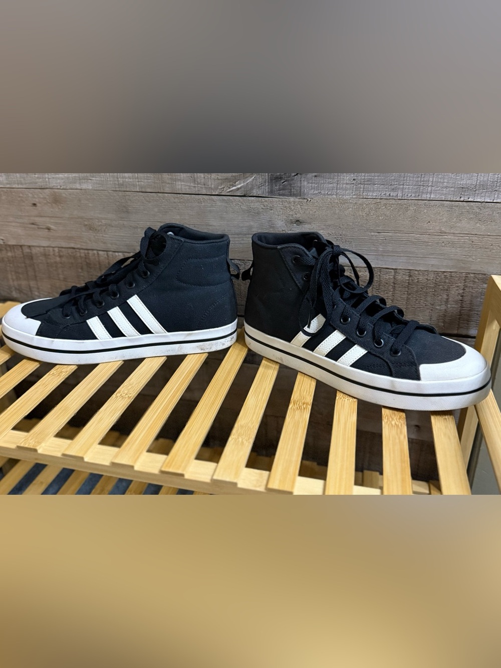 adidas Women’s Bravada Mid Canvas Sneakers in Black & White, Size 8 - Picture 13 of 14